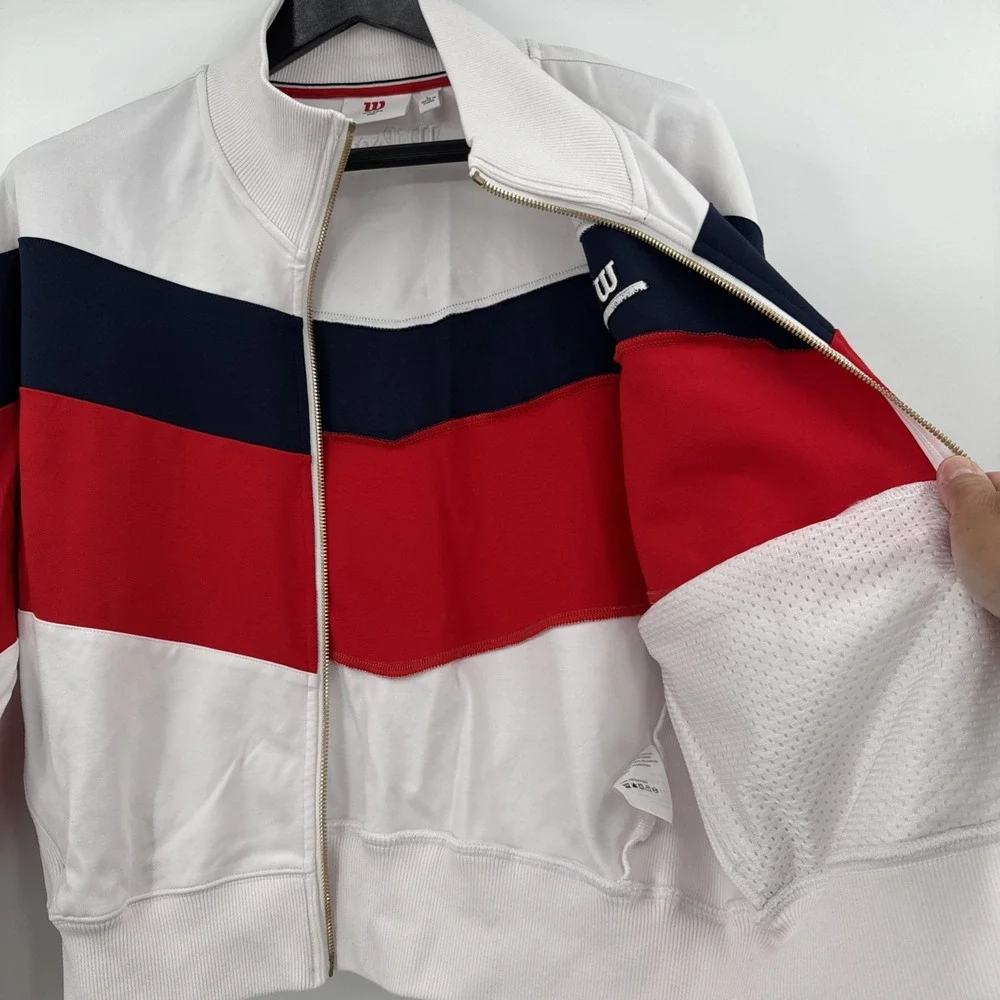 Wilson Sport Professionals‎ Gibson Tricot Jacket Women's Large Blue Red Tennis